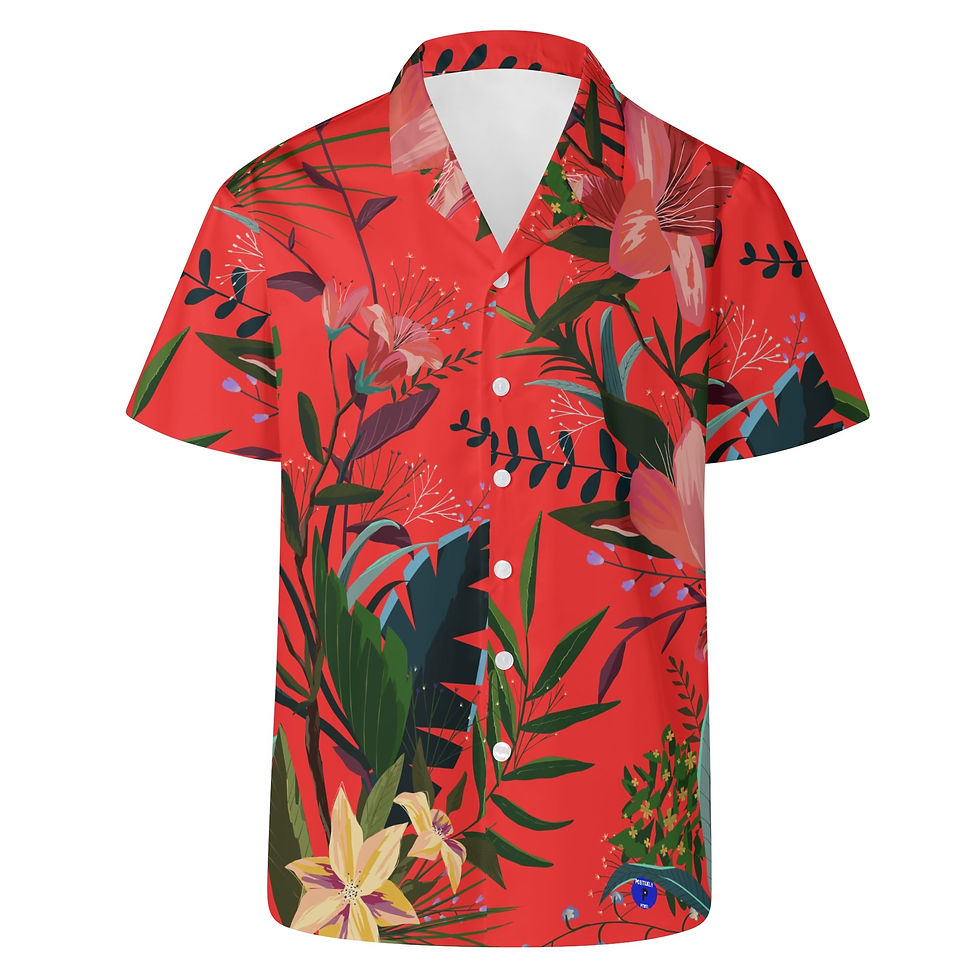 Azelia Design (RED) Men's Hawaiian Casual Shirt.