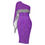 Thumbnail: Glittered Purple Women's Long Sleeve One Shoulder Party Dress.