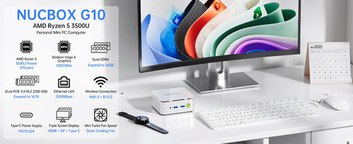 GMKtec G10 Mini PC Ryzen 5 3500U (Beats N150), 16GB RAM 512GB SSD