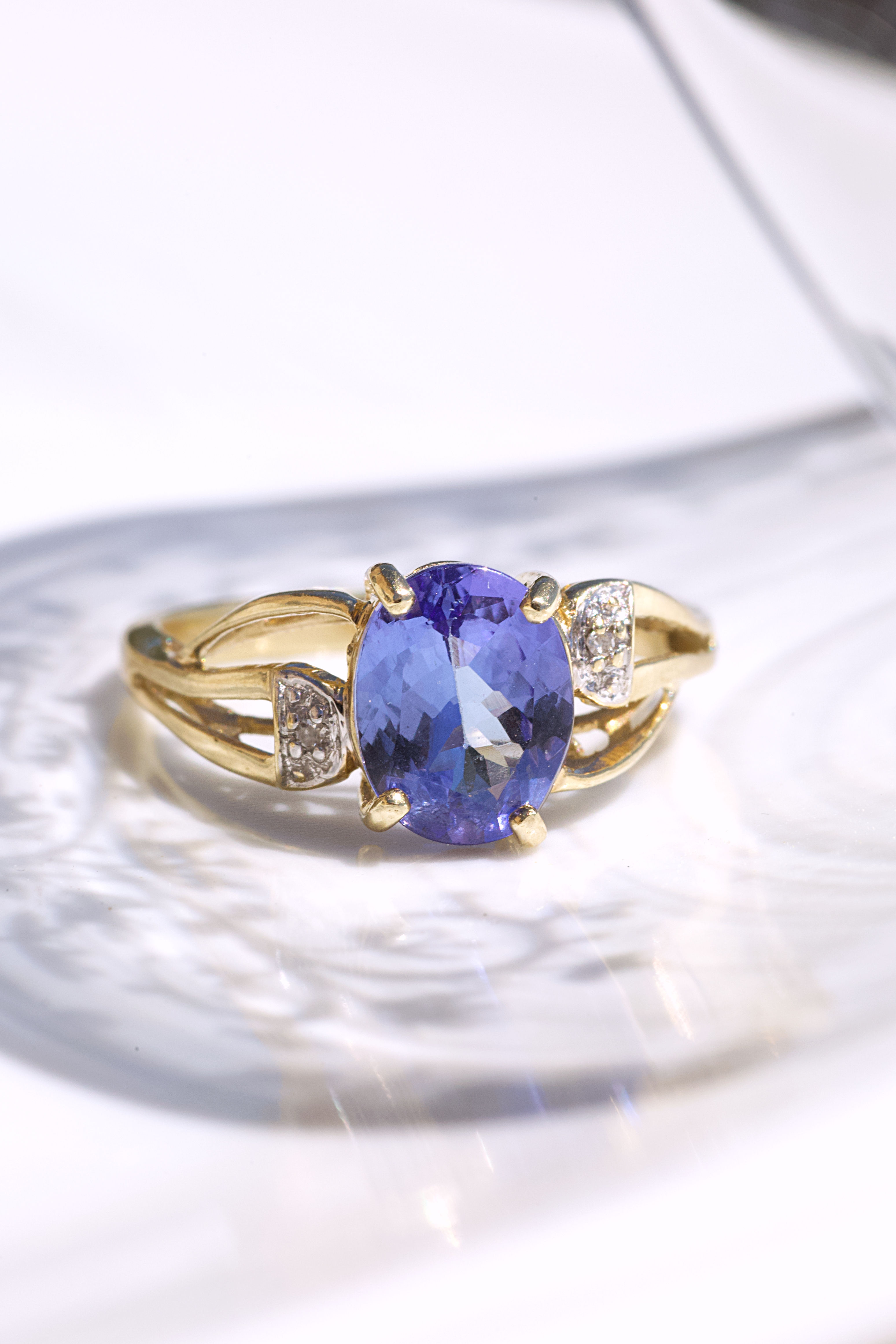 Bague tanzanite & micro diamants