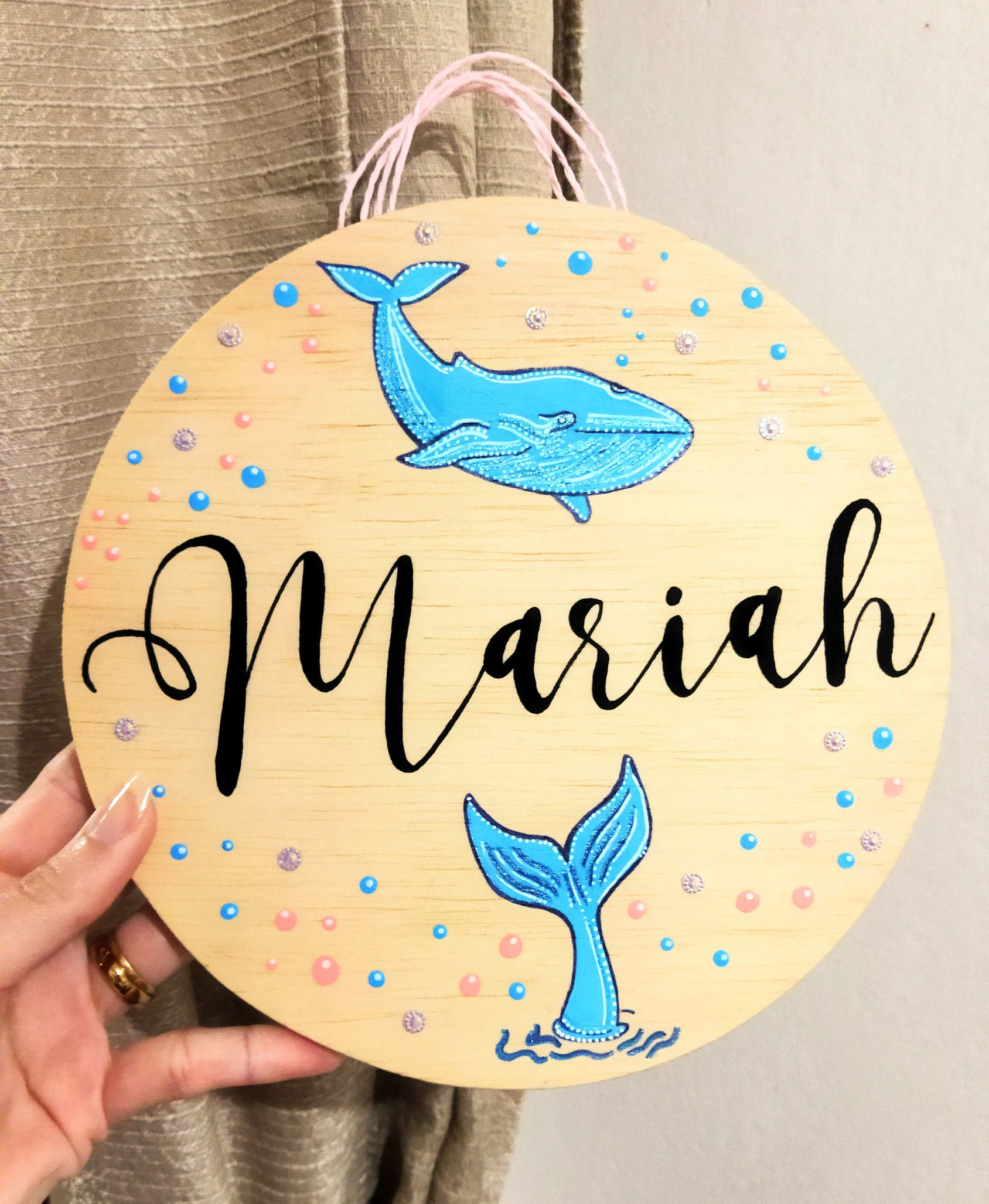 Nome Mariah com tema de baleias