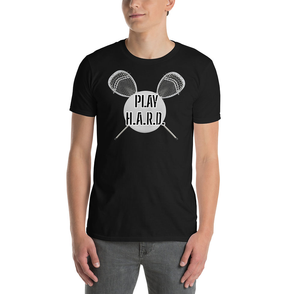 Men/Women Black Lacrosse Goalie Stick Play Hard T-shirt