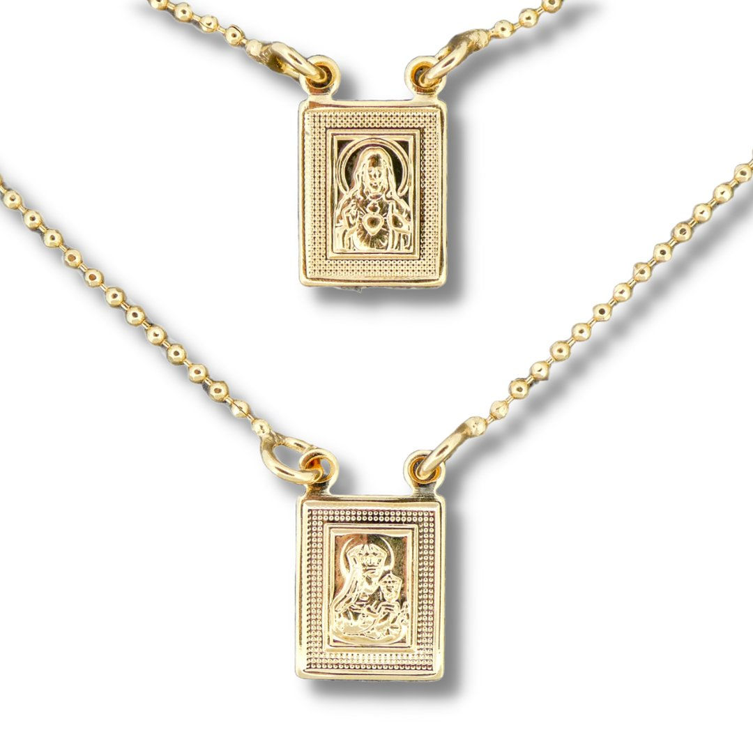 Gold-Plated Scapular Dainty Pendants Necklace (No Clasp) 26-inch