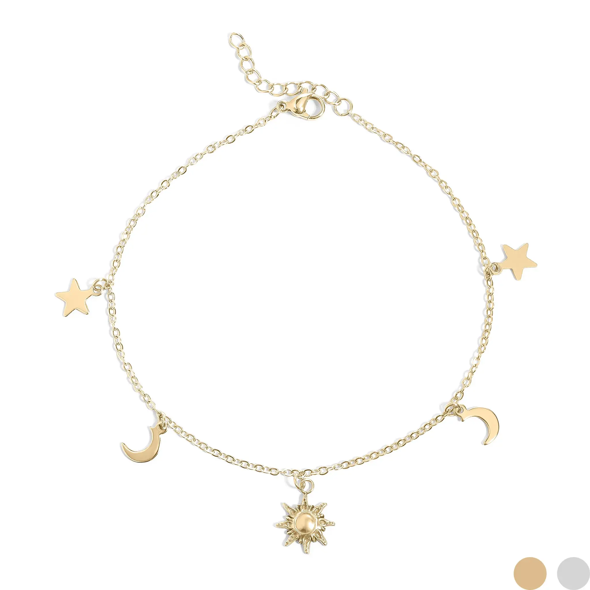 Moon and Star Charms Anklet
