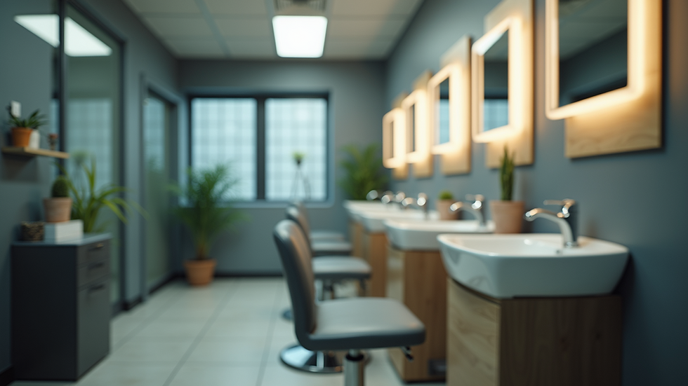Close-up view of a hair wash station setup