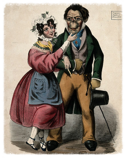 An_attractive_woman_courting_a_strange_looking_man;_suggesting_that_beauty_is_in_the_eye_of_the_beho