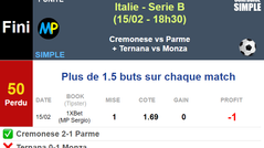 Prono 050 - Combiné Football - Mardi 15 Février - 18h30