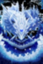 An ocean made up of paper imitate crashing waves. The sheets rise up forming a large sea serpent with a crown adorned with a large jewel on its head.