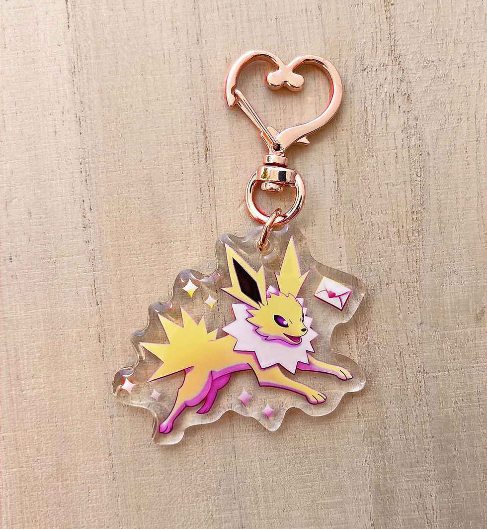 Thumbnail: Jolteon acrylic keychain with heart-shaped clasp