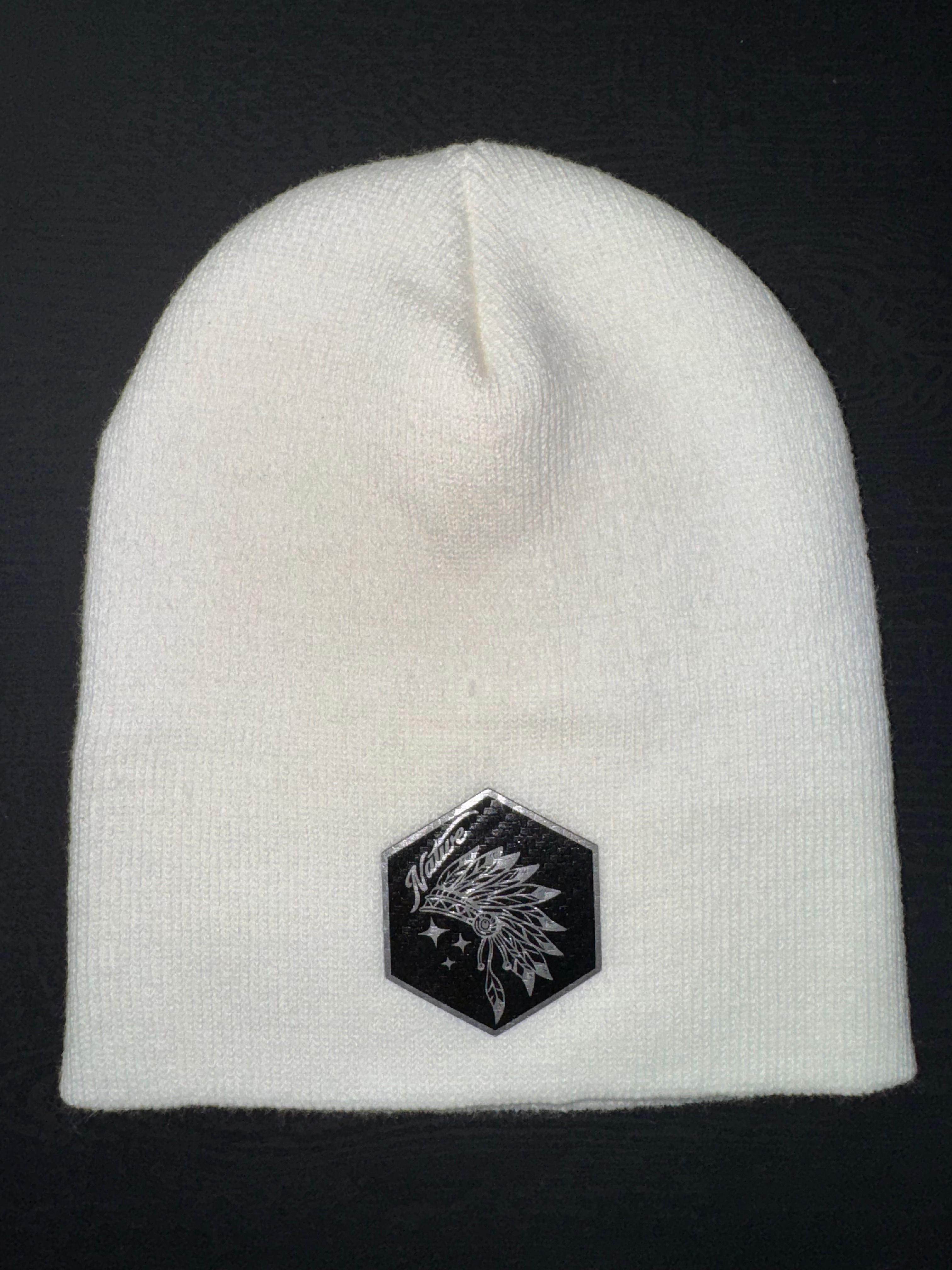 Cuffless beanies with headdress