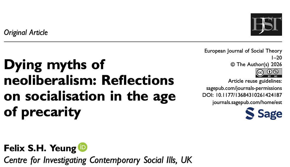 New Publication: 'Dying myths of neoliberalism: Reflections on socialisation in the age of precarity"