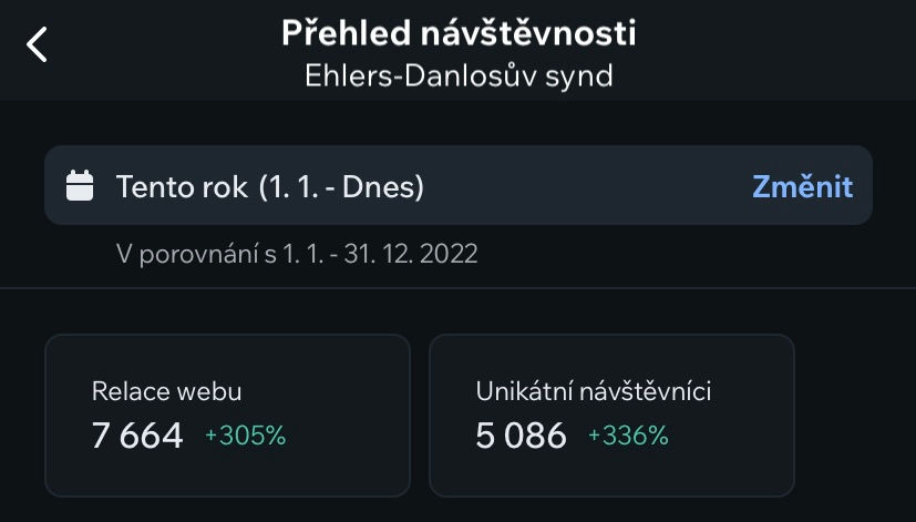 Screenshot přehledu návštěvnosti