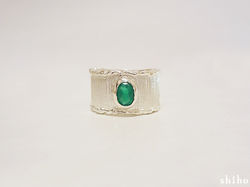 side Melty wide ring(sv)＜Green onix＞