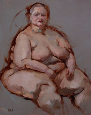 large seated nude figure oil painting alla prima 