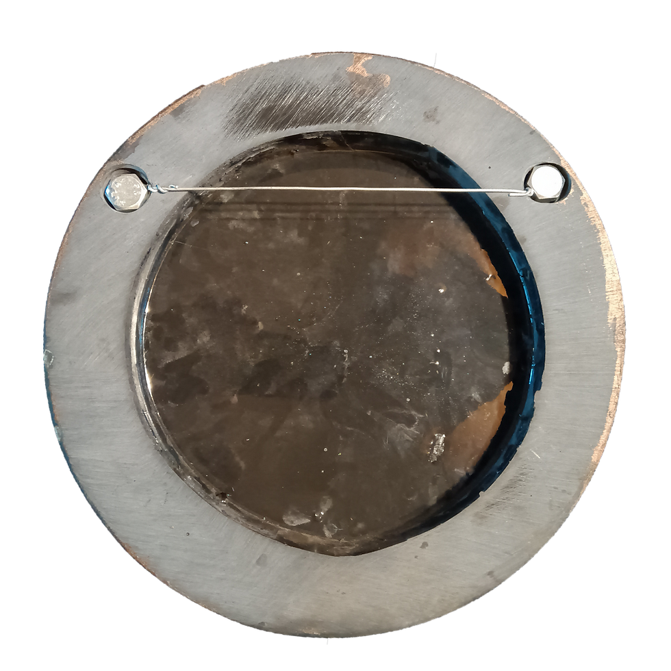 Thumbnail: Aged brass-look porthole frame with radiant tropical sunset print.