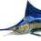 Thumbnail: Blue Marlin replica half mount close‑up showing mouth, gill cover and painted glass eye detail