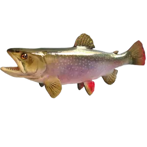 Brook Trout fish mount replica face close-up leaning forward with glass eye