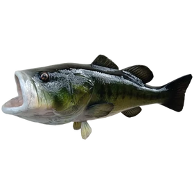Left-facing full profile of a largemouth bass fiberglass mount, highlighting detailed features and natural body flow.