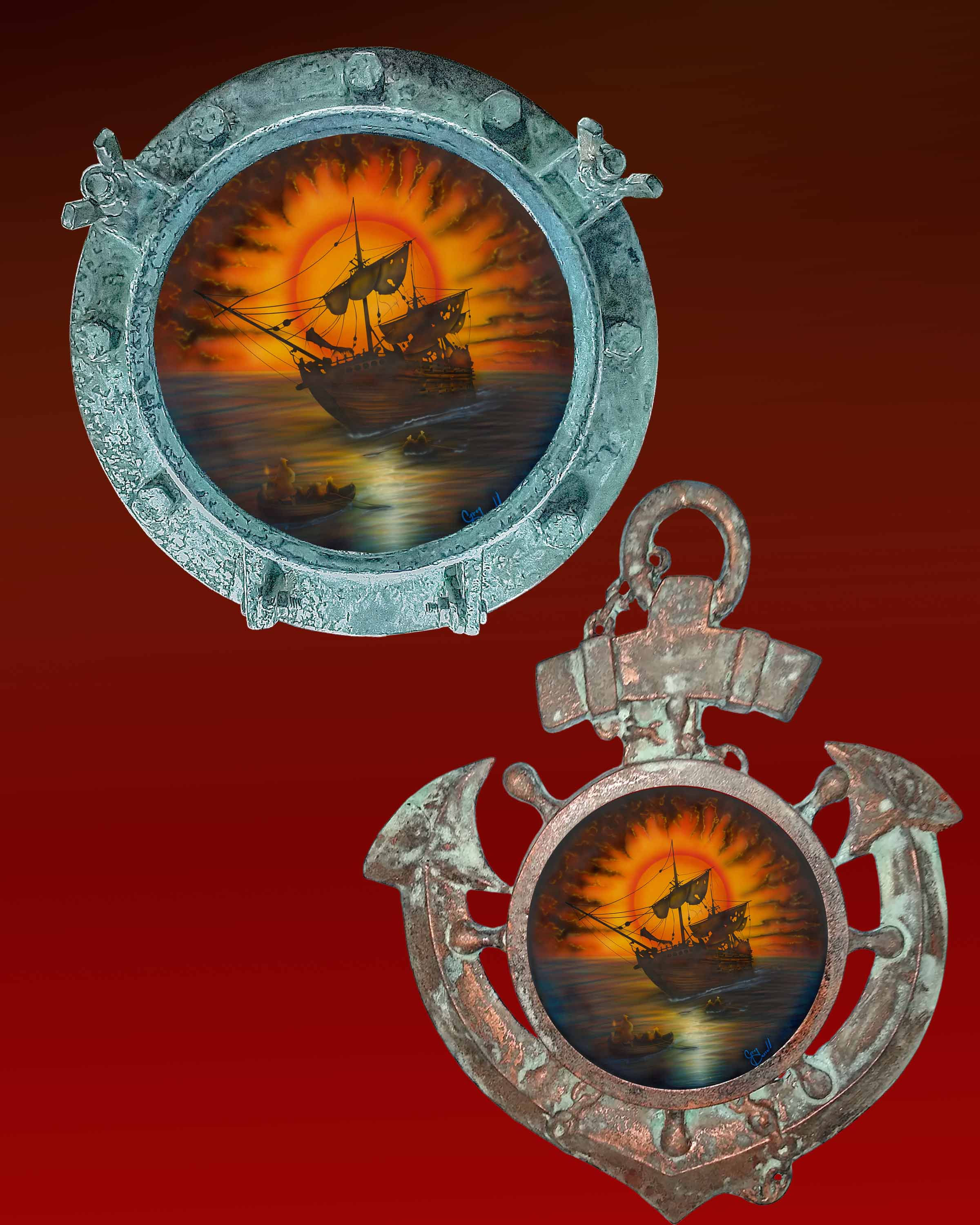 Abandoned Pirate Ship by Greg Cassell in Porthole and Anchor frames