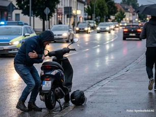 Zeitlarn: Rollerfahrer mit Schirm attackiert