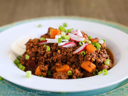 Slow Cooked Sweet Potato Bison Chili