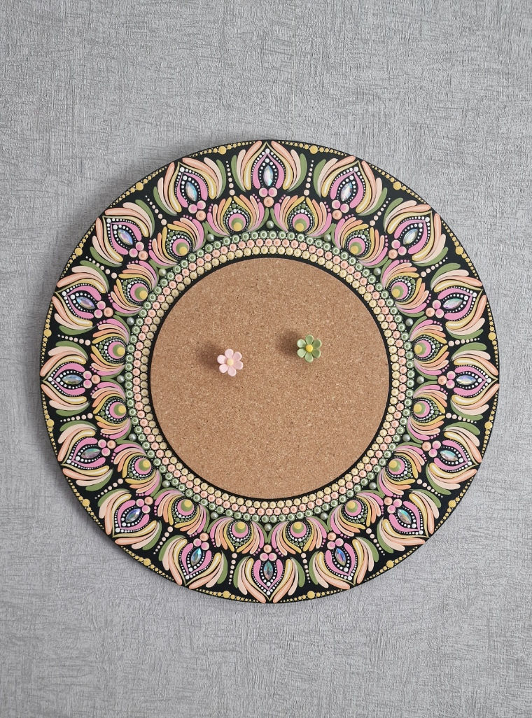 Thumbnail: Blooming Memories Dot Mandala Art Corkboard Plain | Moonbird's Dotty Mandalas