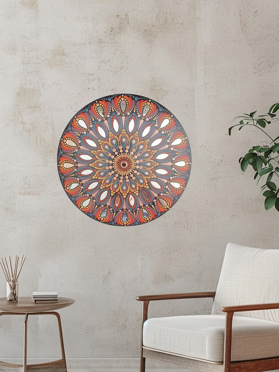 Thumbnail: Reflections of Autumn Dot Mandala Art On Wall | Moonbird's Dotty Mandalas