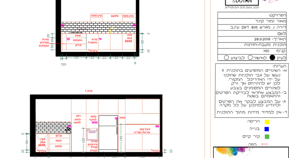 תוכנית מטבח - חזיתות
