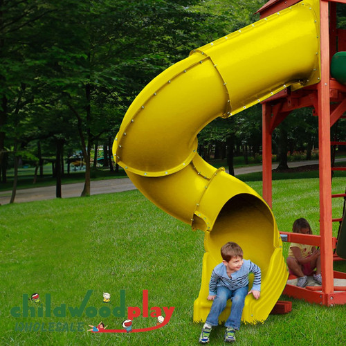 Outdoor Playground Twist Slide Yellow Twist Slide Playground 7ft - Main Image
