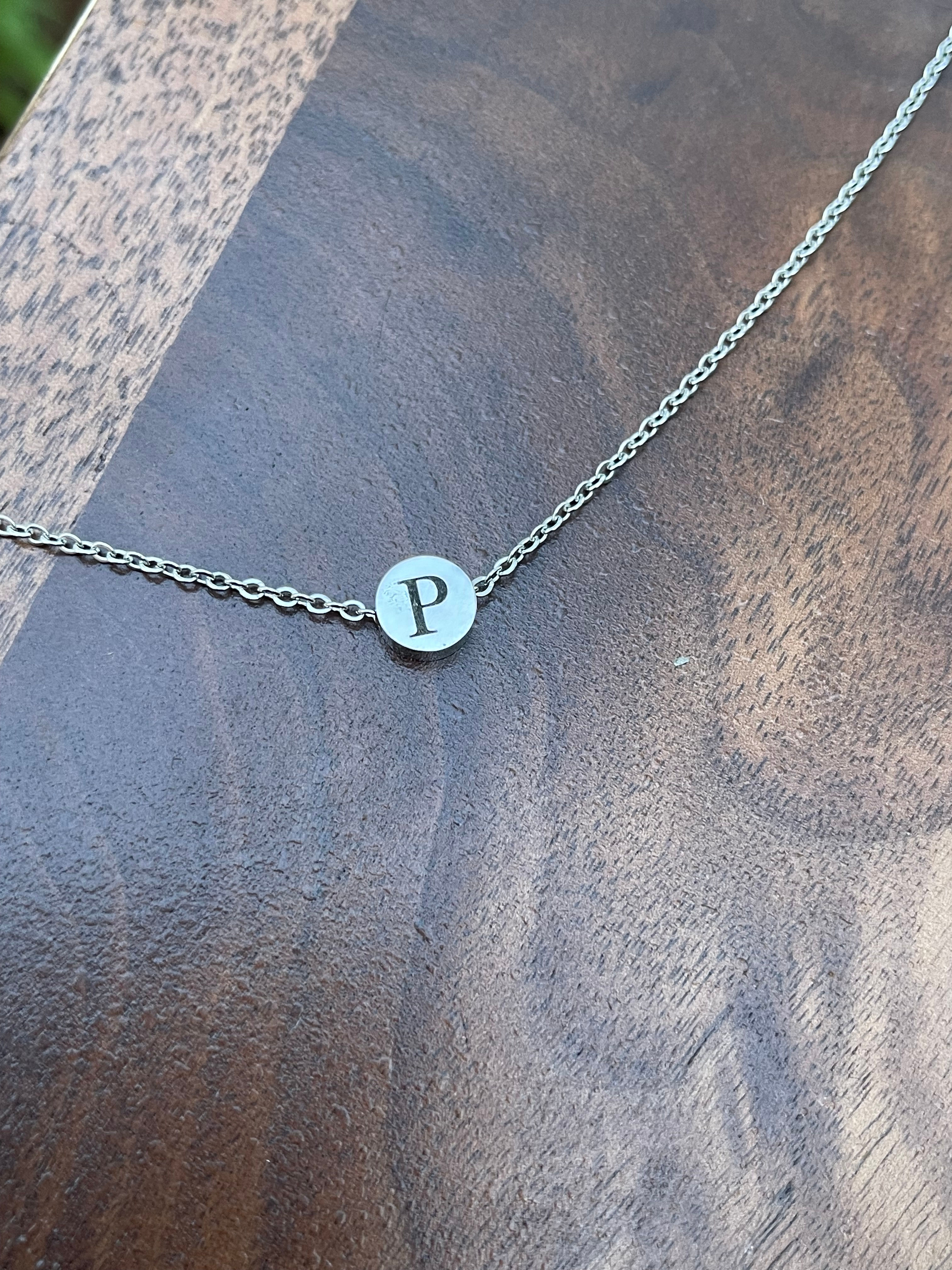 Tiny Disk - Initial Necklace