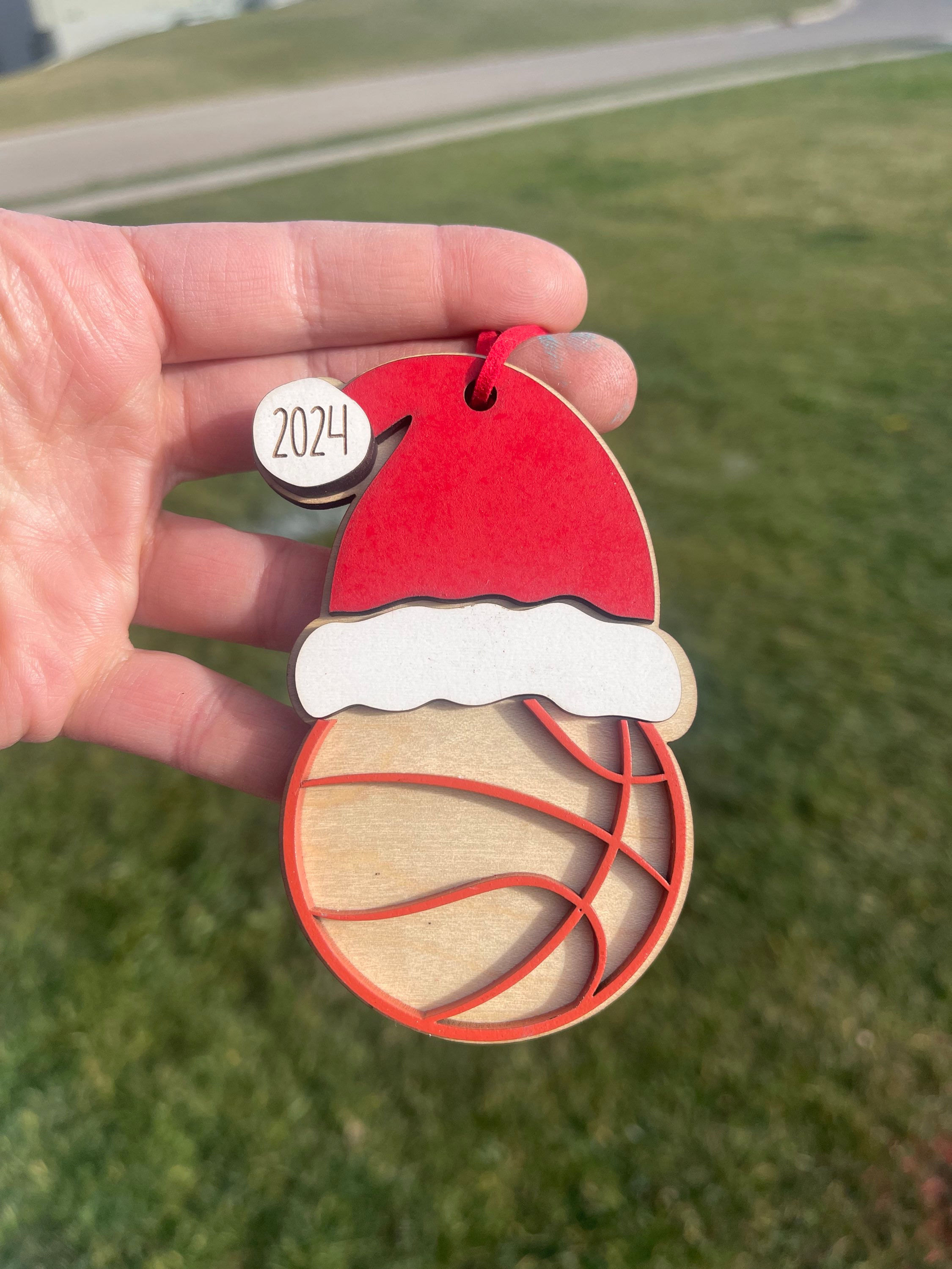 Santa Hat - Basketball Ornament