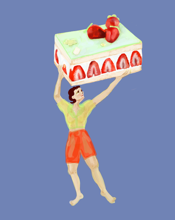 Strawberry Pastry Light as Air Illustration 2022. 16x20" 