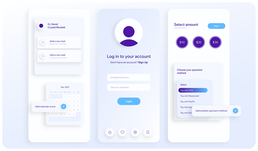 Material design elements which mimic paper in space.