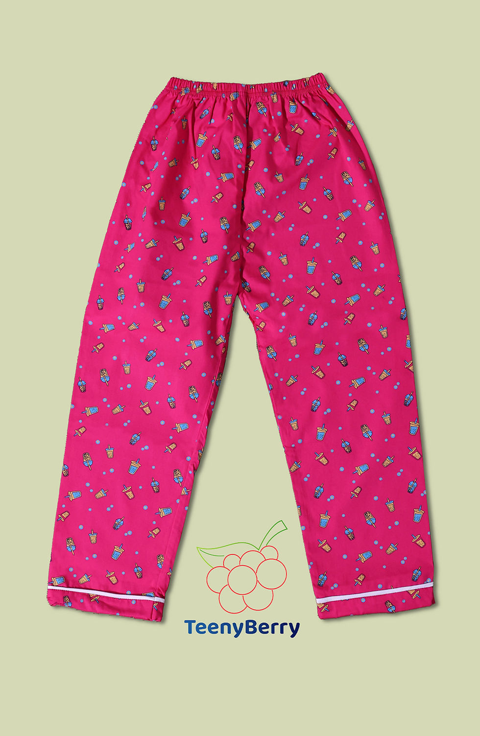 Thumbnail: Dark Pink Cotton Night Suit, Full Sleeve With Lower