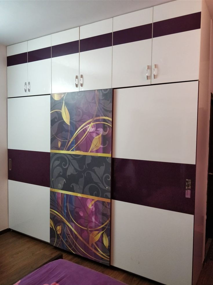 Thumbnail: Customized New Design Clothes Storage Solid Wooden Glass Door Swing Wardrobe. 