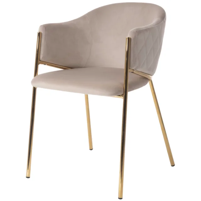 Thumbnail: High Quality Luxury Gold Stainless Steel Dining Velvet Chair 