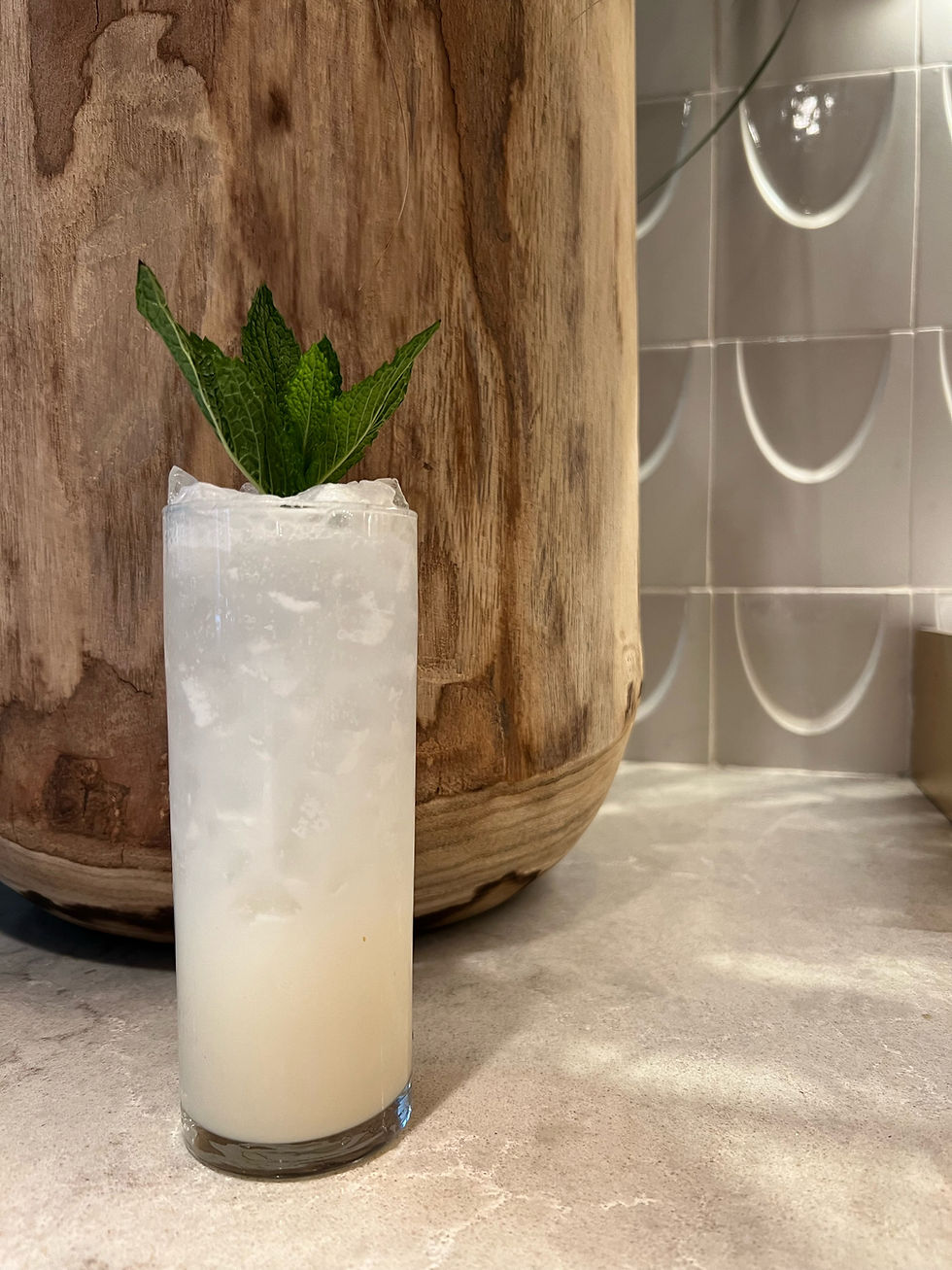 Coco Lopez, Lime, Club Soda, Mint Cocktail