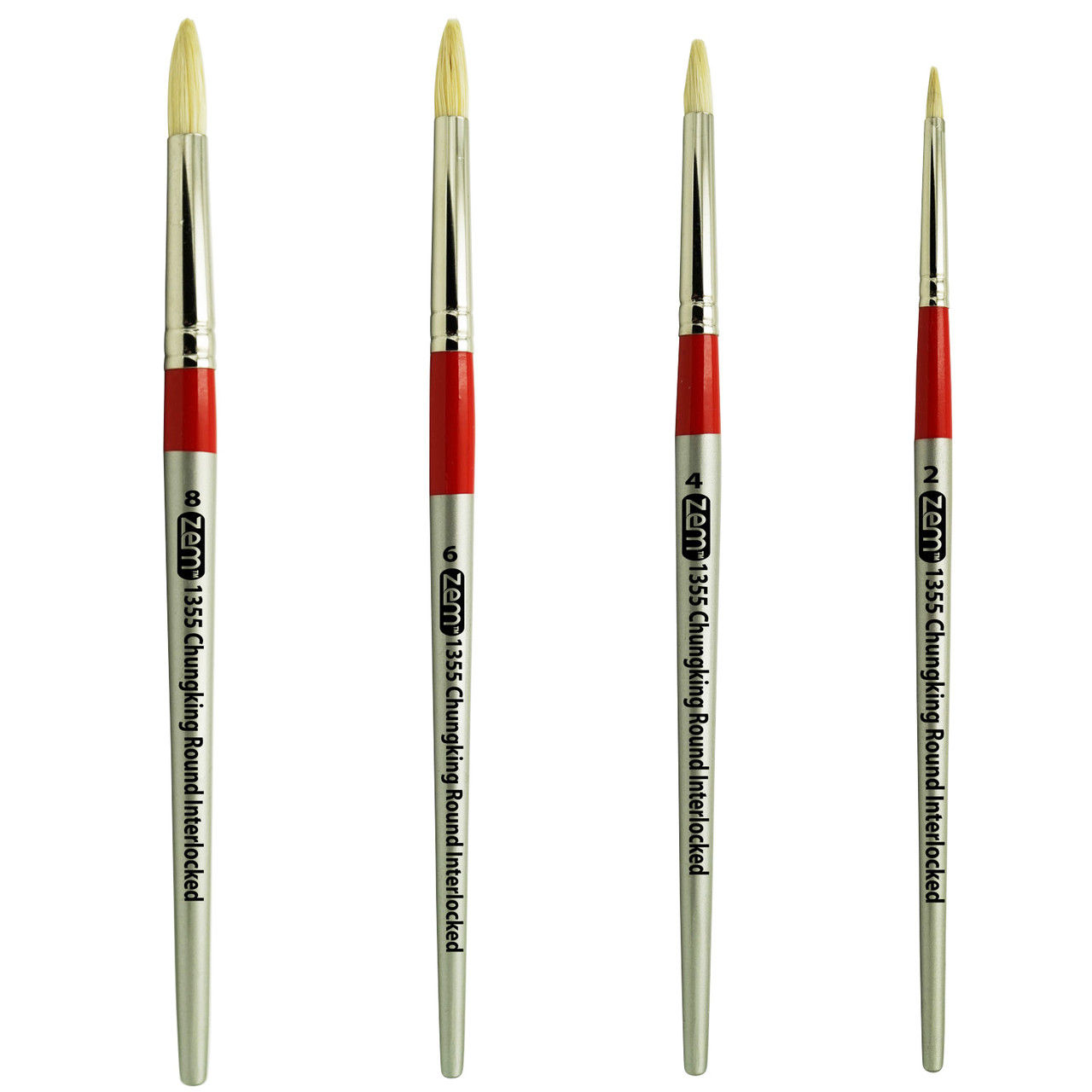 AS-101 Chungking White Hog Bristle Rounds Brush Set 4 pcs