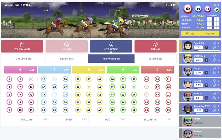 live betting bingo jockey one casino