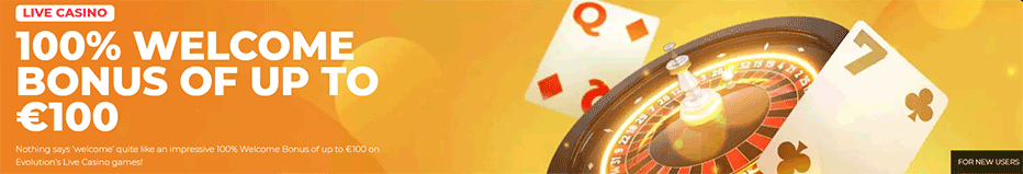 HotSlots live casino bonus - 100% extra up €100