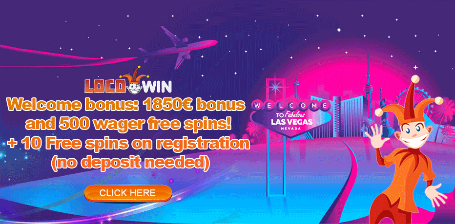 LocoWin No Deposit Bonus - 10 Wager Free Spins + €1850 bonus
