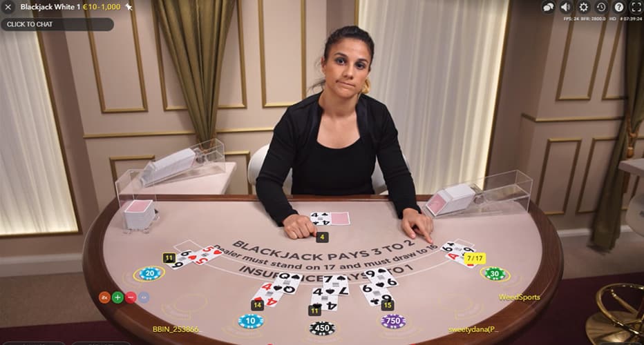 Double Down during Live Blackjack