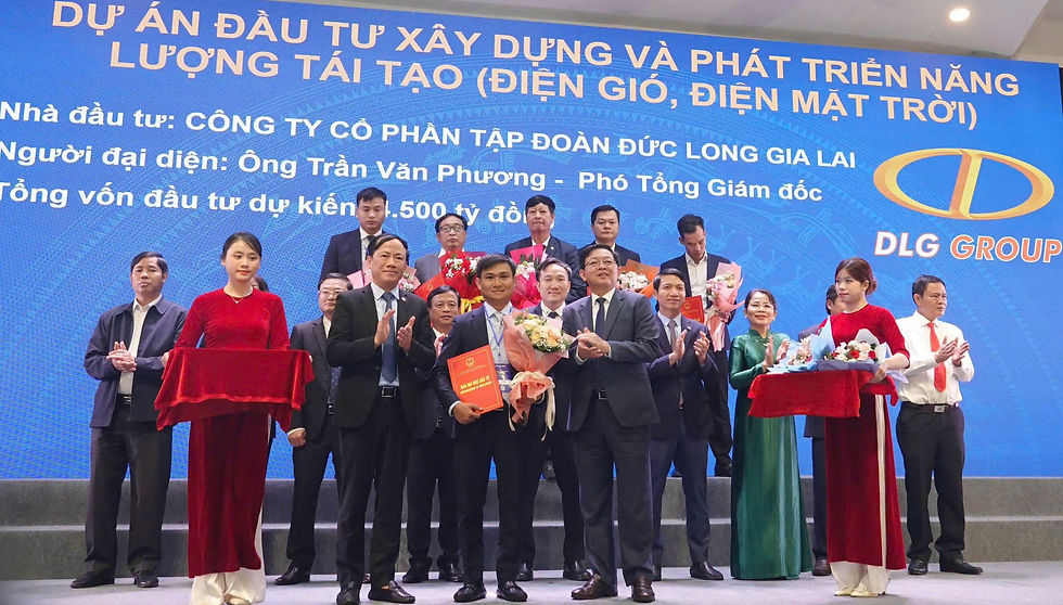 Lãnh đạo tỉnh Gia Lai trao biên bản ghi nhớ đầu tư các dự án Năng lượng tái tạo 4.500 tỷ đồng cho DLG 