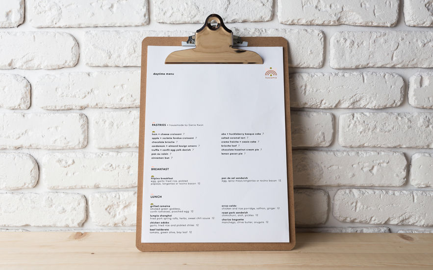 Kasama restaurant menu design