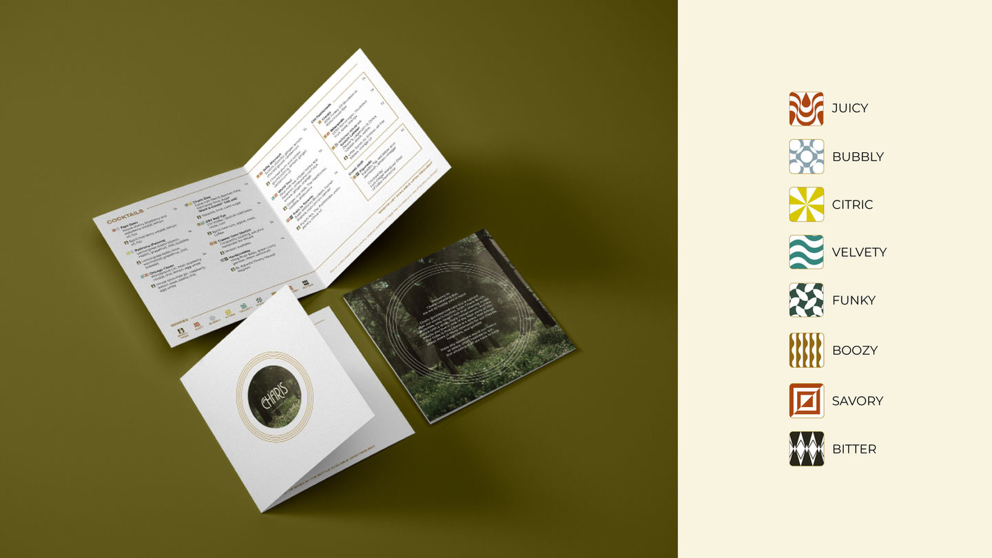 Charis Listening Bar menu design