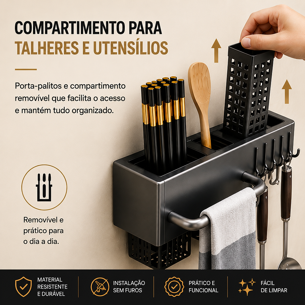 Miniatura: Organizador de Parede para Cozinha com Porta-Facas e Suporte para Utensílios