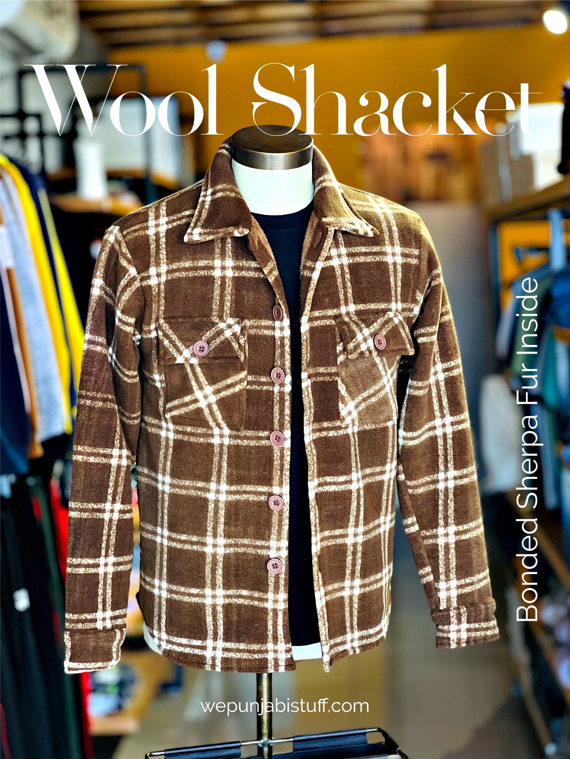 Vintage Plaid Wool Shacket Premium Unisex