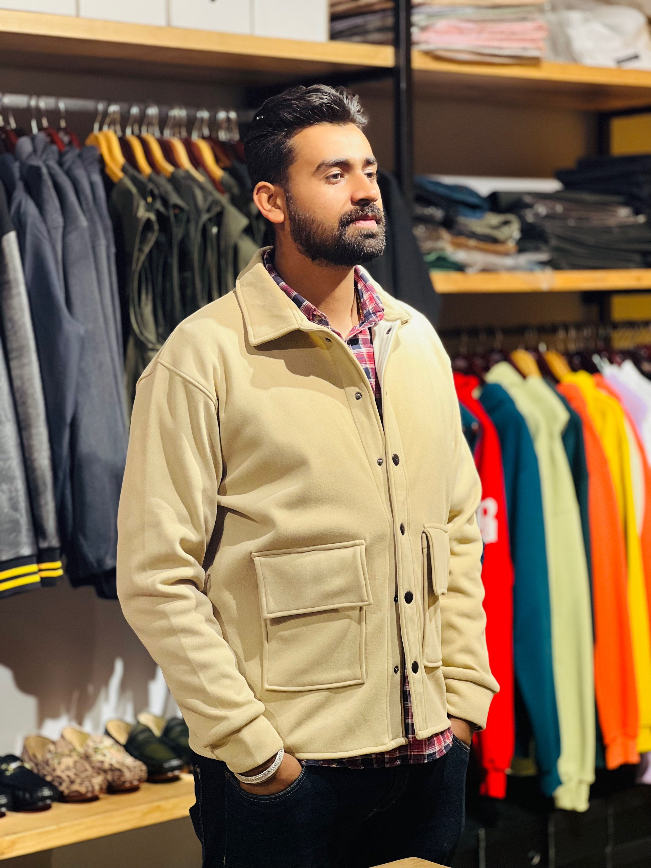 Beige Extra Soft & Warm Overshirt Jacket