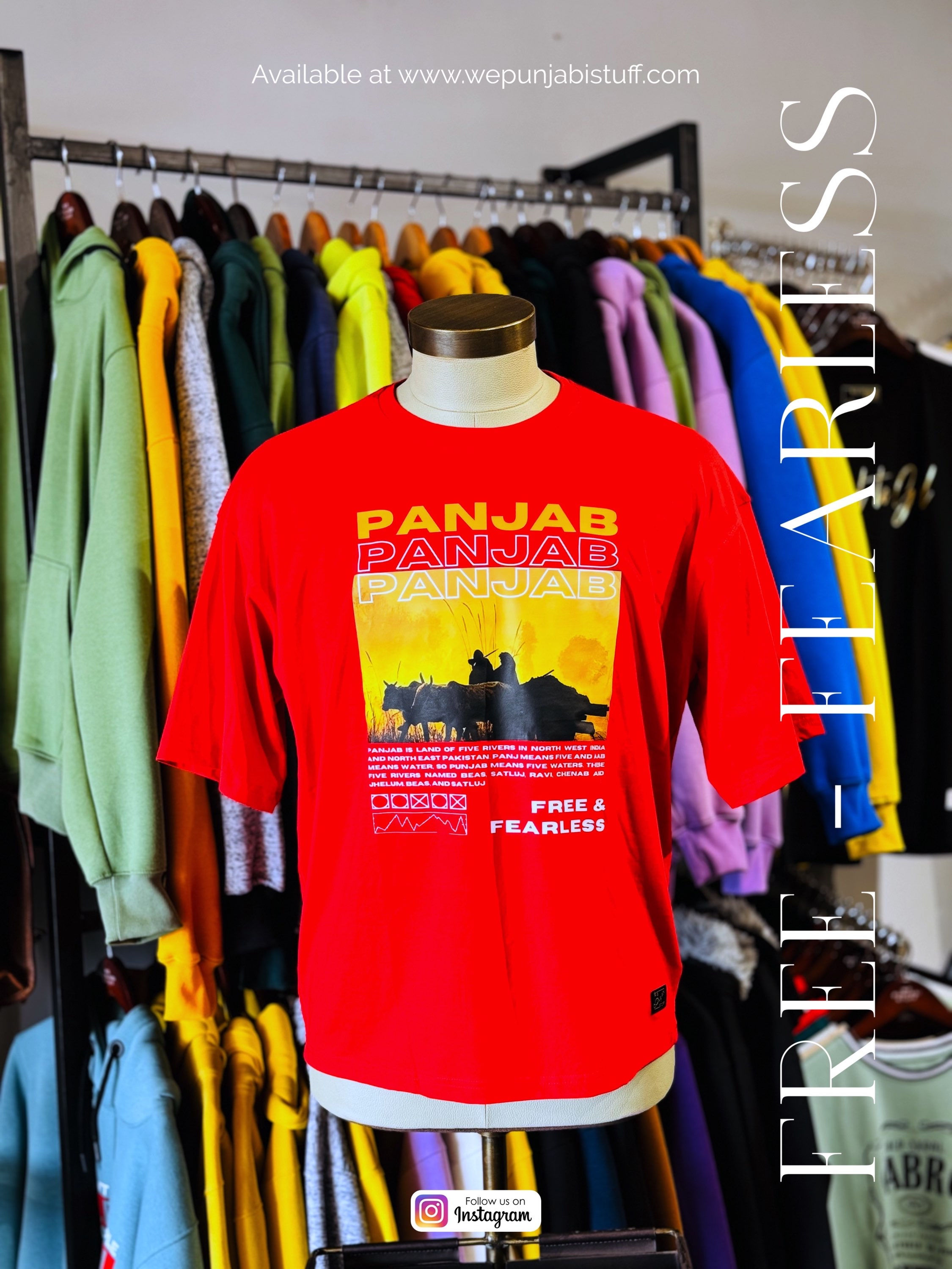Free Fearless Panjab Premium Cotton  Drop Shoulder  T-shirt