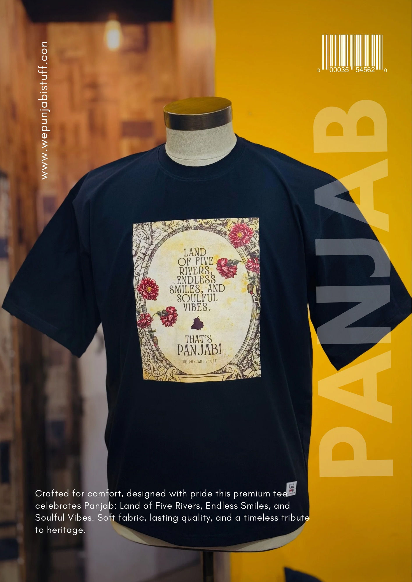 That's Panjab Pastel Flowers Premium  Drop Shoulder T shirt